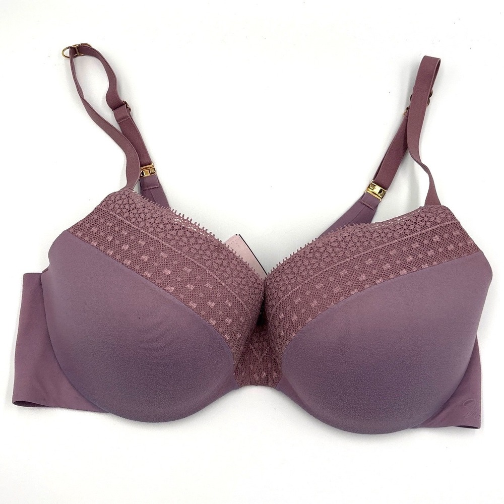 Victoria's Secret Incredible Lined Demi Bra Mauve Purple Lace Trim 36C 1311